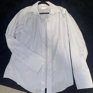 Brooks Brothers Mens Dress Shirt Button Up Blue Striped Traditional Fit 15.5 34